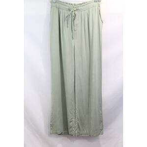 Thread & Supply Linen Rayon Blend Wide Leg Pants Womens XL Green Drawstring